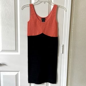 Wet seal, light orange and black bodycon dress, worn a couple of times, size s/m